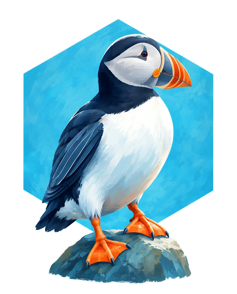 Atlantic puffin color reference from Quiet Winter