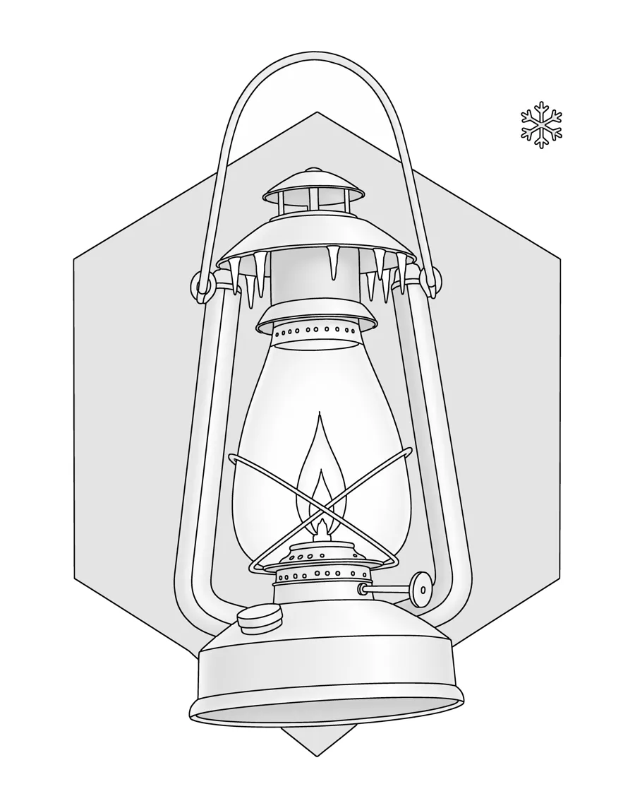 Frosted lantern as printed in the book: a line drawing with a light gray shading guide